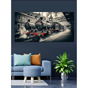 Kanvas Tablo Kömürlü Trenle Tarihi Yolculuk 70x140 cm