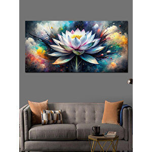 Kanvas Tablo Mavi Ve Mor Lotus 50x100 cm