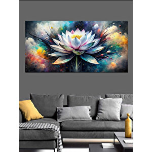 Kanvas Tablo Mavi Ve Mor Lotus 50x100 cm
