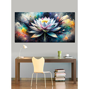 Kanvas Tablo Mavi Ve Mor Lotus 70x140 cm