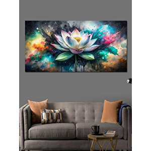 Kanvas Tablo Mavi Ve Yeşil Lotus Çiçeği 50x100 cm