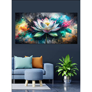 Kanvas Tablo Mavi Ve Yeşil Lotus Çiçeği