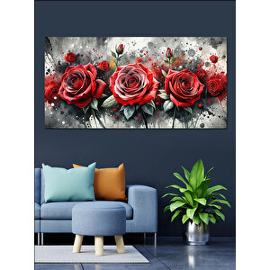 Kanvas Tablo Kırmızı Güller Deseni 50x100 cm