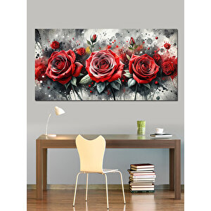 Kanvas Tablo Kırmızı Güller Deseni 50x100 cm