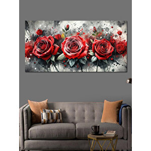Kanvas Tablo Kırmızı Güller Deseni 70x140 cm