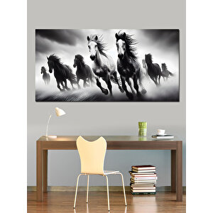 Kanvas Tablo Sislerin Arasında Dört Atlı 70x140 cm
