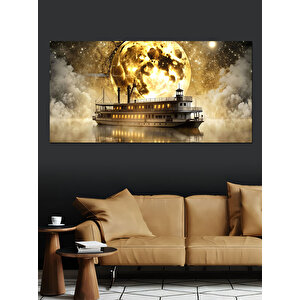 Kanvas Tablo Altın Işıkta Vapur 50x100 cm