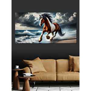 Kanvas Tablo Rüzgarın Gücü Vahşi At 50x100 cm