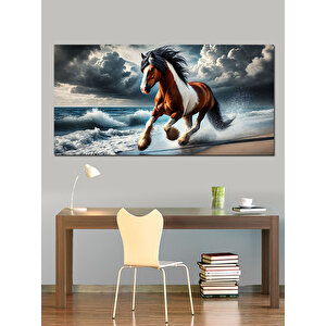 Kanvas Tablo Rüzgarın Gücü Vahşi At 50x100 cm