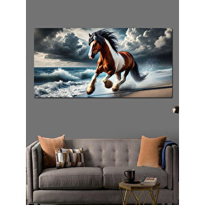 Kanvas Tablo Rüzgarın Gücü Vahşi At 50x100 cm