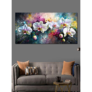 Kanvas Tablo Beyaz Orkide Çiçekleri 50x100 cm