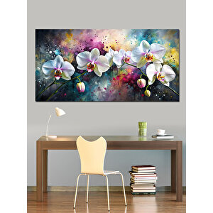 Kanvas Tablo Beyaz Orkide Çiçekleri 50x100 cm