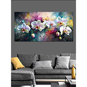 Kanvas Tablo Beyaz Orkide Çiçekleri 50x100 cm
