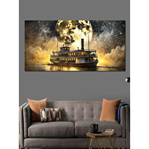 Kanvas Tablo Ay Işığında Nostaljik Vapurlar 70x140 cm
