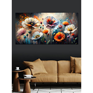 Kanvas Tablo Sonbahar Renkli Çiçekler 70x140 cm
