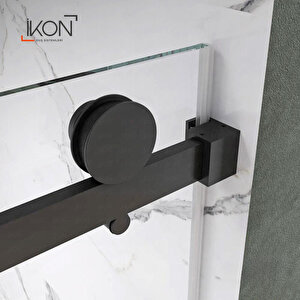 Prestige |  Dikdörtgen Sabit Panelli Siyah, Şeffaf Cam, Sürgülü Lüks Kabin 80x140 cm