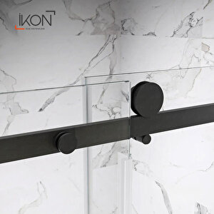 Prestige |  Dikdörtgen Sabit Panelli Siyah, Şeffaf Cam, Sürgülü Lüks Kabin 80x140 cm