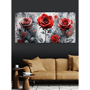 Kanvas Tablo Gizemli Kırmızı Güller 50x100 cm