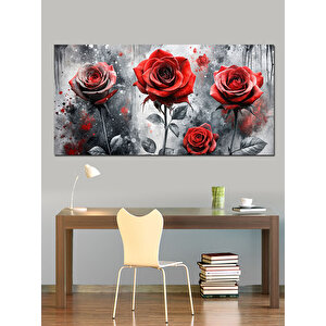 Kanvas Tablo Gizemli Kırmızı Güller 50x100 cm