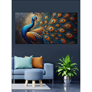 Kanvas Tablo Parlayan Tüylerle Tavus Kuşu 70x140 cm