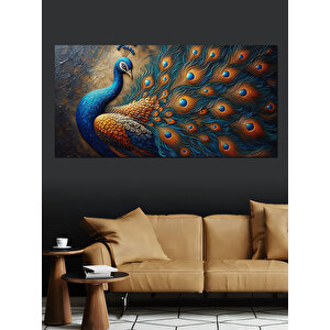 Kanvas Tablo Parlayan Tüylerle Tavus Kuşu 70x140 cm