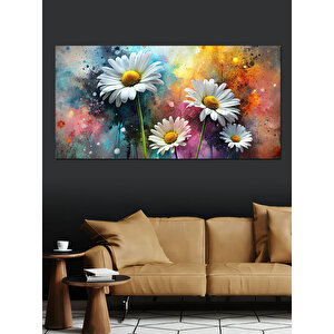 Kanvas Tablo Renkli Papatya Patlaması 70x140 cm