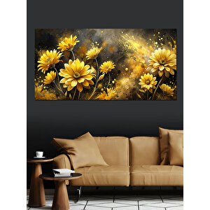 Kanvas Tablo Altın Sarısı Çiçekler 50x100 cm