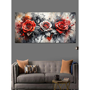 Kanvas Tablo Kırmızı Güller Dokusu 50x100 cm