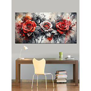 Kanvas Tablo Kırmızı Güller Dokusu 50x100 cm