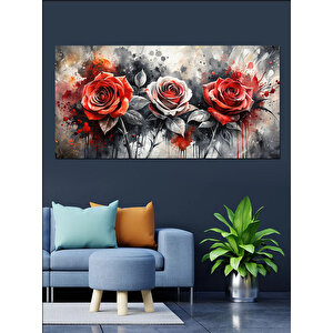 Kanvas Tablo Kırmızı Güller Dokusu 70x140 cm