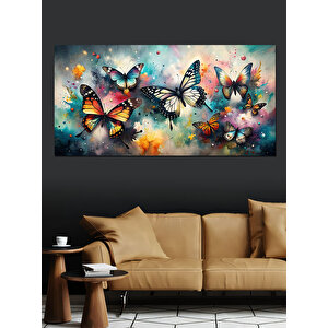 Kanvas Tablo Renkli Kelebekler Dansı 50x100 cm