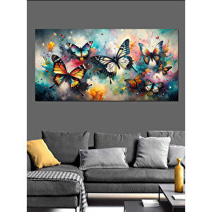 Kanvas Tablo Renkli Kelebekler Dansı 70x140 cm