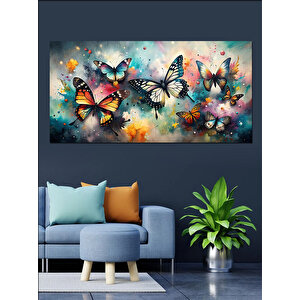 Kanvas Tablo Renkli Kelebekler Dansı 70x140 cm