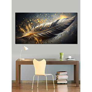 Kanvas Tablo Altın Tüy Işıltısı 70x140 cm
