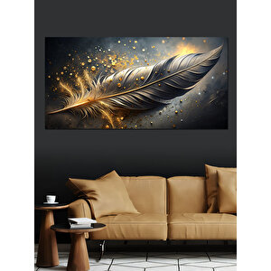Kanvas Tablo Altın Tüy Işıltısı 70x140 cm