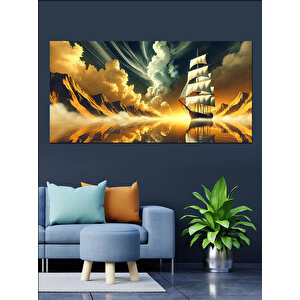 Kanvas Tablo Fırtına İçinde Yelkenli 50x100 cm