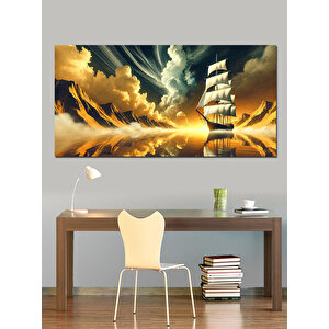 Kanvas Tablo Fırtına İçinde Yelkenli 50x100 cm