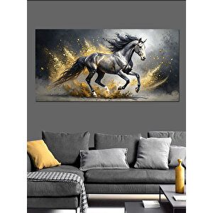 Kanvas Tablo Altın Renkli Koşan At 70x140 cm