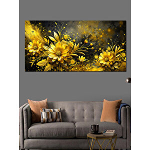 Kanvas Tablo Altın Sarısı Çiçekler 50x100 cm