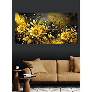 Kanvas Tablo Altın Sarısı Çiçekler 70x140 cm