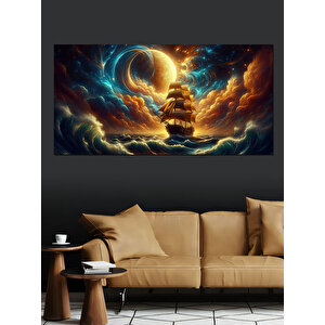 Kanvas Tablo Hilal Ve Yelkenli Gemi 70x140 cm