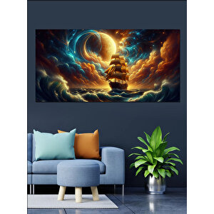 Kanvas Tablo Hilal Ve Yelkenli Gemi 70x140 cm