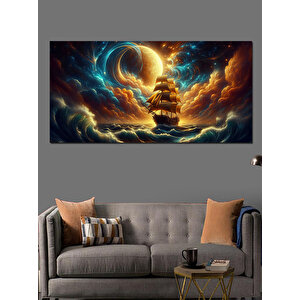 Kanvas Tablo Hilal Ve Yelkenli Gemi 70x140 cm