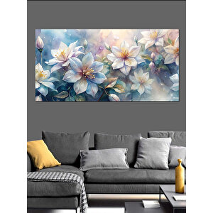 Kanvas Tablo Huzurlu Beyaz Çiçekler 50x100 cm