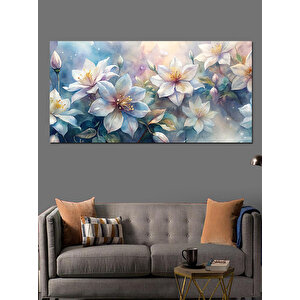 Kanvas Tablo Huzurlu Beyaz Çiçekler 70x140 cm