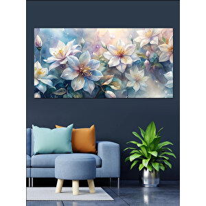 Kanvas Tablo Huzurlu Beyaz Çiçekler 70x140 cm
