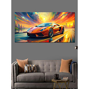 Kanvas Tablo Hızın Temsilcisi Sarı Araba 70x140 cm