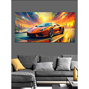 Kanvas Tablo Hızın Temsilcisi Sarı Araba 70x140 cm
