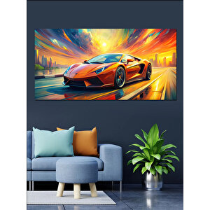 Kanvas Tablo Hızın Temsilcisi Sarı Araba 70x140 cm