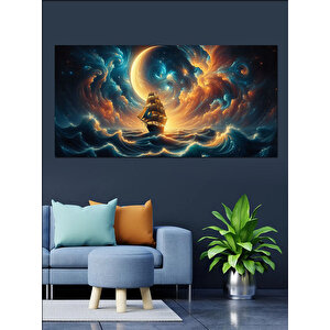 Kanvas Tablo Hilal Ve Yelkenli Gemi 50x100 cm